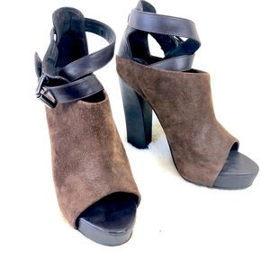 All Saints Brown Suede Heels